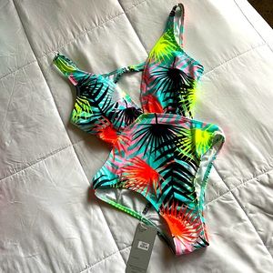 Tropical print bathing suit